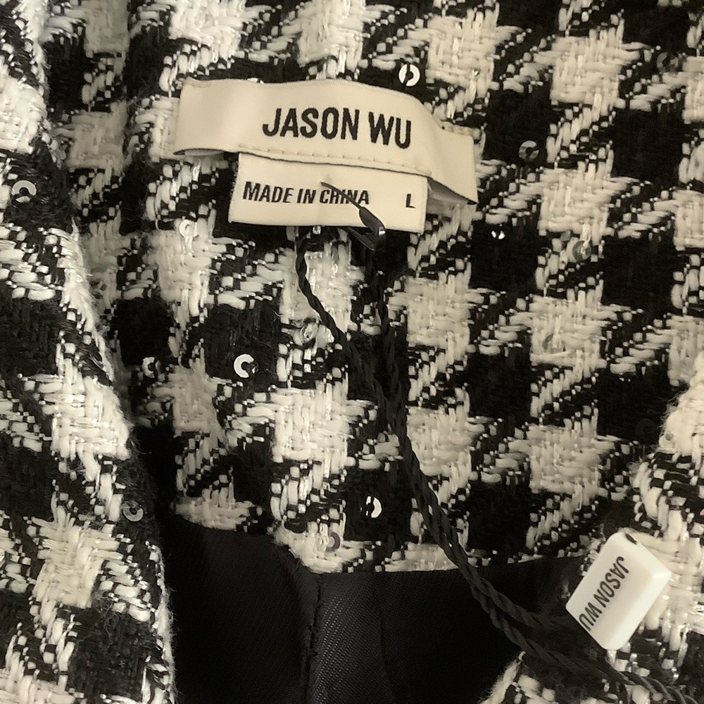 NWT Jason Wu Houndstooth Blazer black white with Sequins - Picture 12 of 13